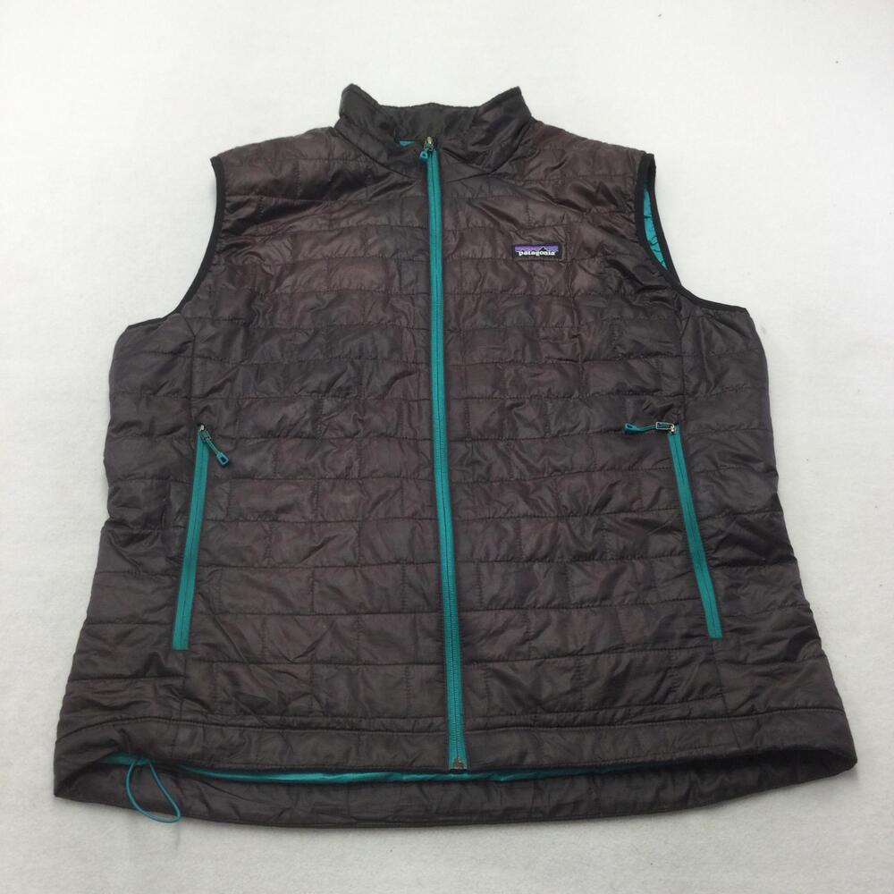 Patagonia Vest Mens XL Brown Quilted PrimaLoft Full Zip Lightweight Outdoor